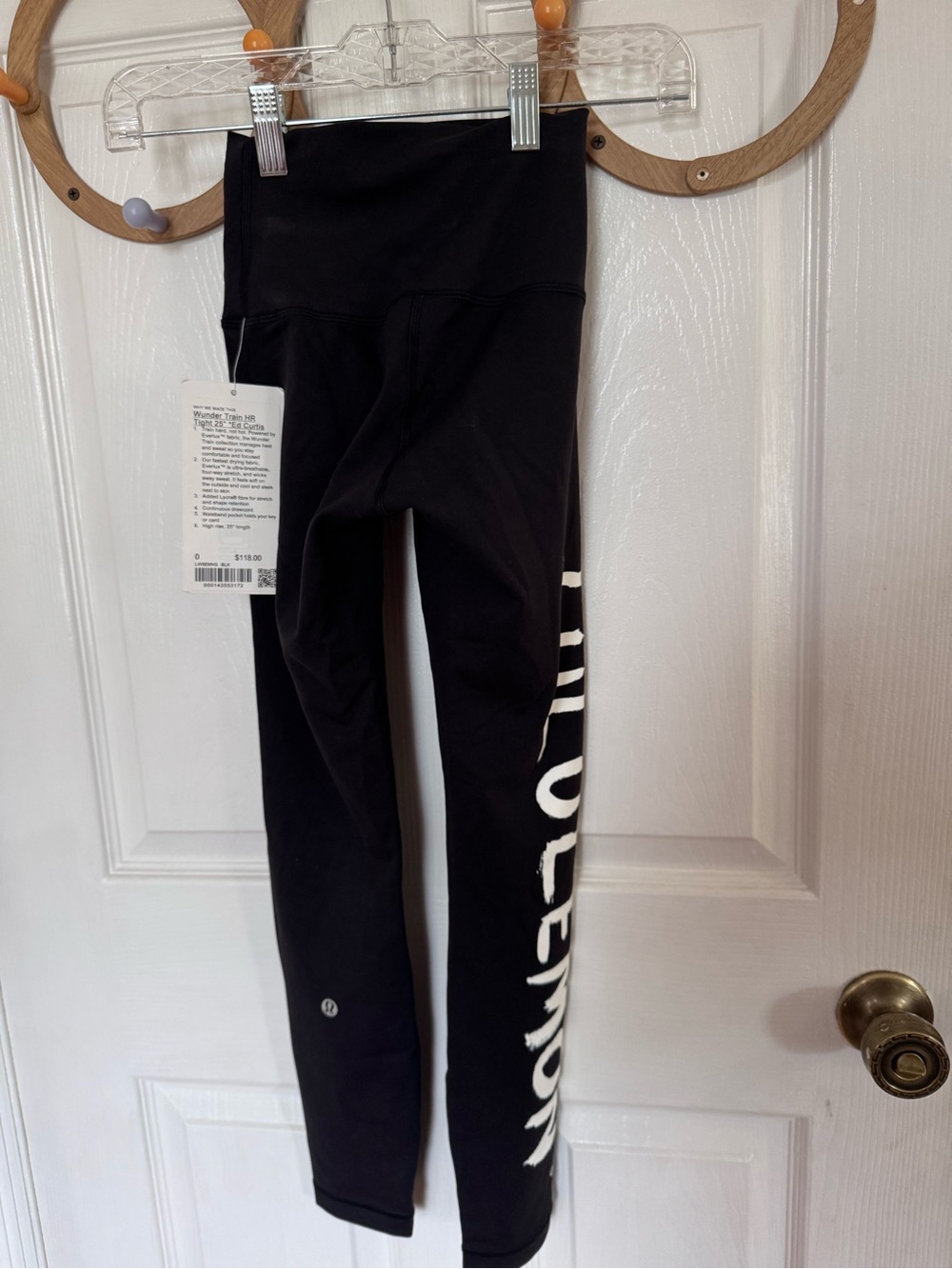 Lululemon Wunder Train HR Black Leggings with White Side Logo Ed Curtis NWT